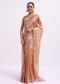Peach Zari Woven Chanderi Saree With Unstitched Blouse
