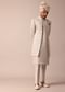 Exquisite Beige Silk Sherwani With Intricate Embroidery