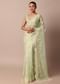 Green Chikankari Saree In Organza Silk With Resham Floral Jaal And Unstitched Blouse Fabric
