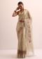 Beige Gold Chanderi Silk Saree With Thread Work And Unstitched Blouse