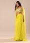 Citrus Green Draped Skirt With Embroidered Blouse And Cape