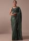 Moss Green Tussar Saree With Unstitched Blouse