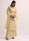 Pale Yellow Palazzo Set With Patchwork Kurta Stitched Dress Material