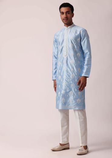 Timeless Blue Silk Kurta Set For Men