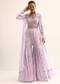 Purple Silk Crop Top With Jacket And Sharara