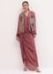 Dusky Pink Satin Skirt And Top With Embroidered Jacket