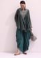 Teal Green Croptop And Dhoti With Embroidered Cape