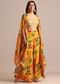 Yellow Embroidered Chiffon Palazzo Suit With Jacket