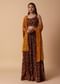 Maroon And Red Printed Lehenga With Embroidered Choli And Dupatta