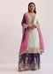White And Purple Palazzo Set With Pink Dupatta