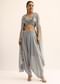 Grey Crop Top With Dhoti And Jacket