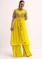 Lime Green Embroidered Palazzo Set With Jacket