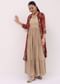 Maroon Printed Cotton Gown And Jacket