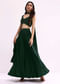 Green Embroidered Net Crop Top And Palazzo Set