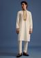 White Block Printed Kurta Set With Zari Embroidery