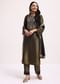 Mehendi Green Sequin Embroidered Tissue Kurta Set With Dupatta