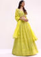 Lime Green Embroidered Net Lehenga Choli Set