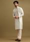 Light Blue Silk Kurta Set With Resham Work For Men