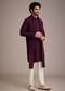 Wine Silk Blend Kurta Set With Thread Work Dupatta