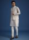 Aqua Blue Jacket And Kurta Set In Silk