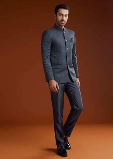 Blue Jodhpuri Suit With Cutdana Embroidery