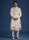White Silk Embellished Sherwani Set With Kamarbandh
