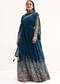 Teal Chinon Anarkali Suit With Zari Work