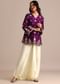 Purple Silk Mirror Embroidered Kurta Dhoti