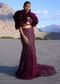 Wine Ruffle Embroidered Fish Cut Lehenga With Long Trail And Jacket