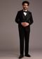 Black Tuxedo With Beaded Embellishments And Satin Lapel