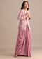 Onion Pink Crepe Pleated Gown With Embroidered Jacket
