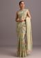 Green Chanderi Tissue Zardosi Embroidered Saree With Unstitched Blouse