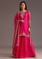 Pink Zari Work Palazzo Set With Organza Dupatta