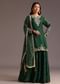 Green Zari Work Palazzo Suit With Organza Dupatta