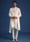 Off White Lucknowi Sherwani Set With Sequin Work