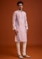 Lavender Silk Poly Viscose Kurta Set With Thread Embroidery