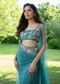 Hand Embroidered Blouse And Drape Skirt With Cape