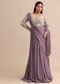 Blue Lilac Pre Drape Suit With Pearl Work