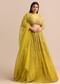 Yellow Ruched Lehenga With Embroidered Blouse And Dupatta