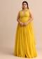 Sweetheart Neck Yellow Embroidered Anarkali Suit With Choker Dupatta