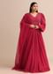 Hand Embroidery Red Anarkali Suit With Organza Dupatta