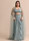 Sky Blue Draped Skirt With Cape