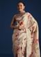 Off White Tissue Muslin Printed Saree With Pitta Work