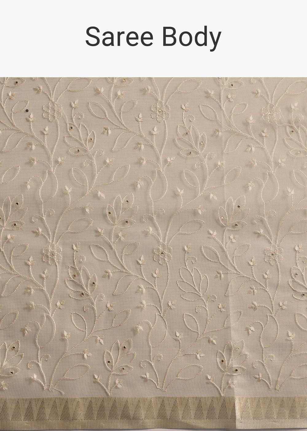 Gold Saree In Tissue Silk with Floral Resham Work