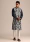 Navy Blue Kurta Set With Floral Resham Work
