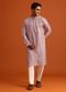 Lavender Silk Kurta And Pant Set With Printed Work
