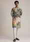 Multicolour Printed Silk Kurta Set