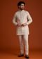 Beige Embroidered Kurta Jacket Set
