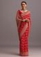 Red Georgette Woven Saree With Bandhani Jaal Work