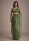 Forest Green Soft Organza Saree With Cutdana Sequin Embroidery